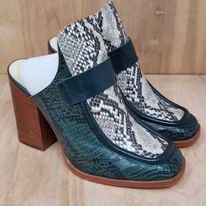 Zara Basic Womens Clogs Size 6 M Snake Print High Heel Shoes Eur 36 Spain